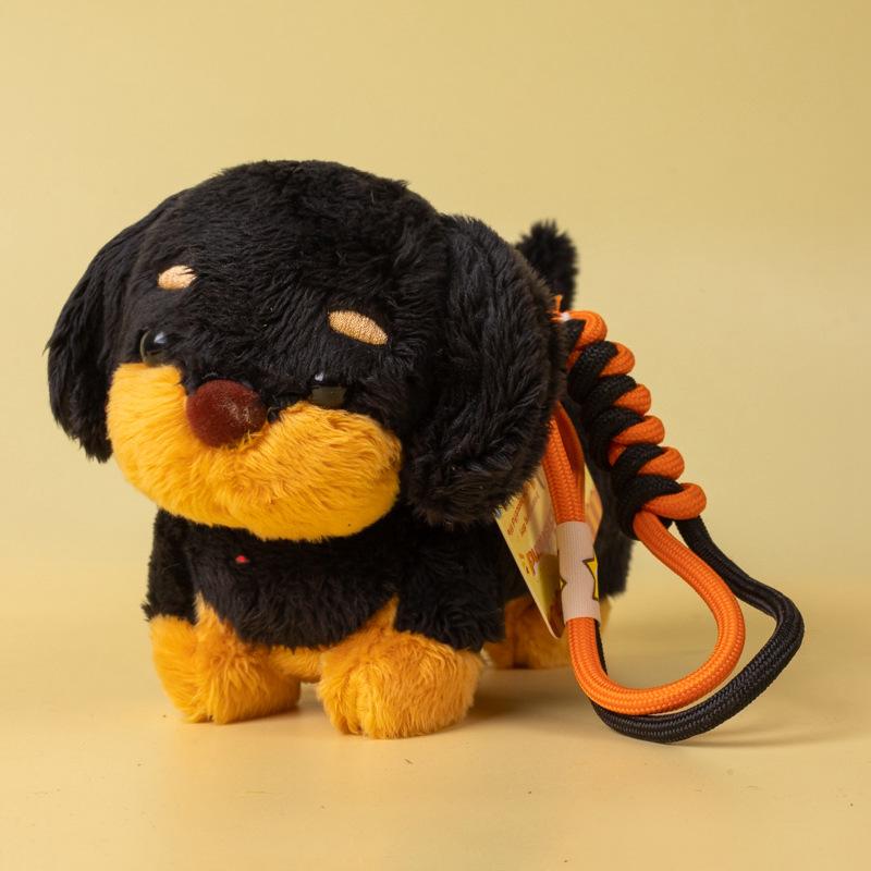 Cartoon Dachshund Plush Toy Camera-Style Keychain Backpack Accessory