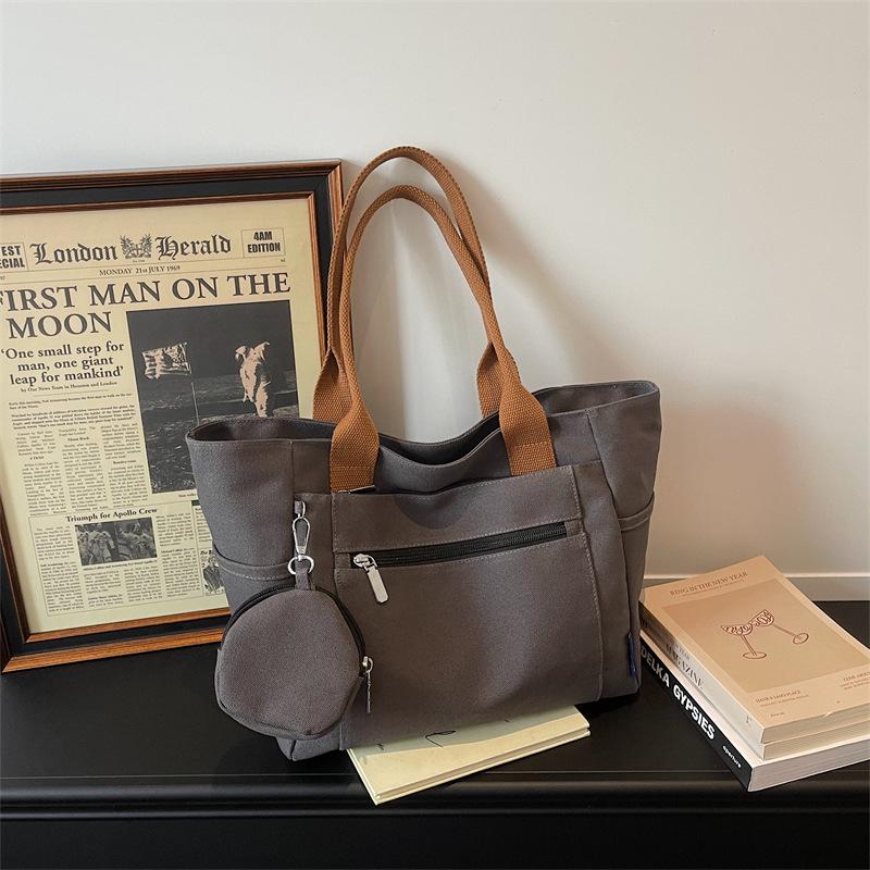 Versatile Women's Large Canvas Tote - Fashionable Mother-Child Casual Shoulder Bag for School & Commute