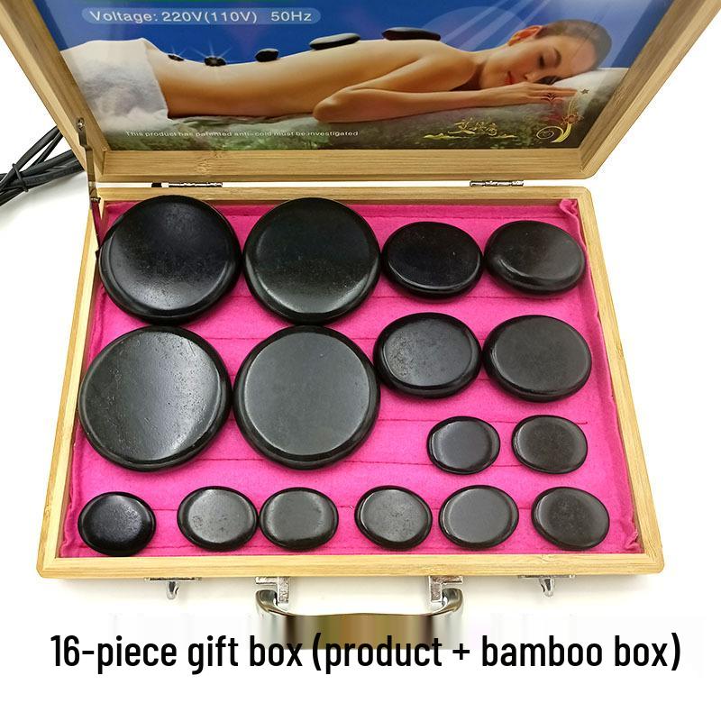 20-Piece Volcanic Energy Stone Massage Set with Heating Box and Essential Oil