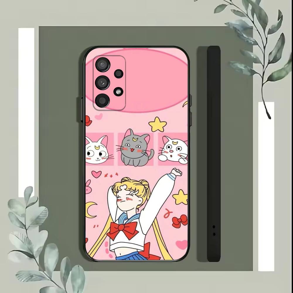 Cartoon S-Sailor M-Moons Phone Case For Samsung S25,S24,S21,S22,S23,S30,Ultra,S20,Plus,Fe,Lite,5G Black Cover