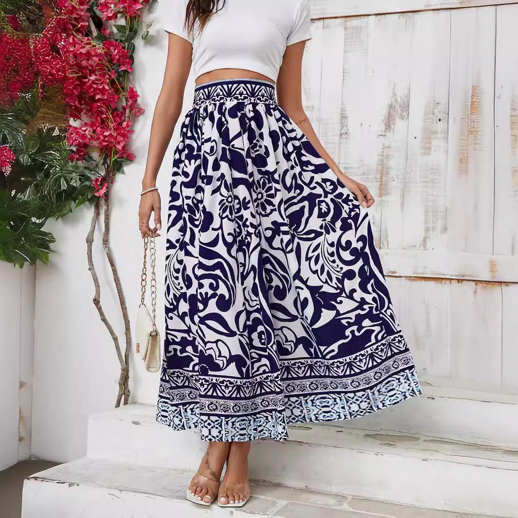 

Tooxika, новая полуюбка в этническом стиле с принтом, праздничная повседневная большая распашная длинная юбка L