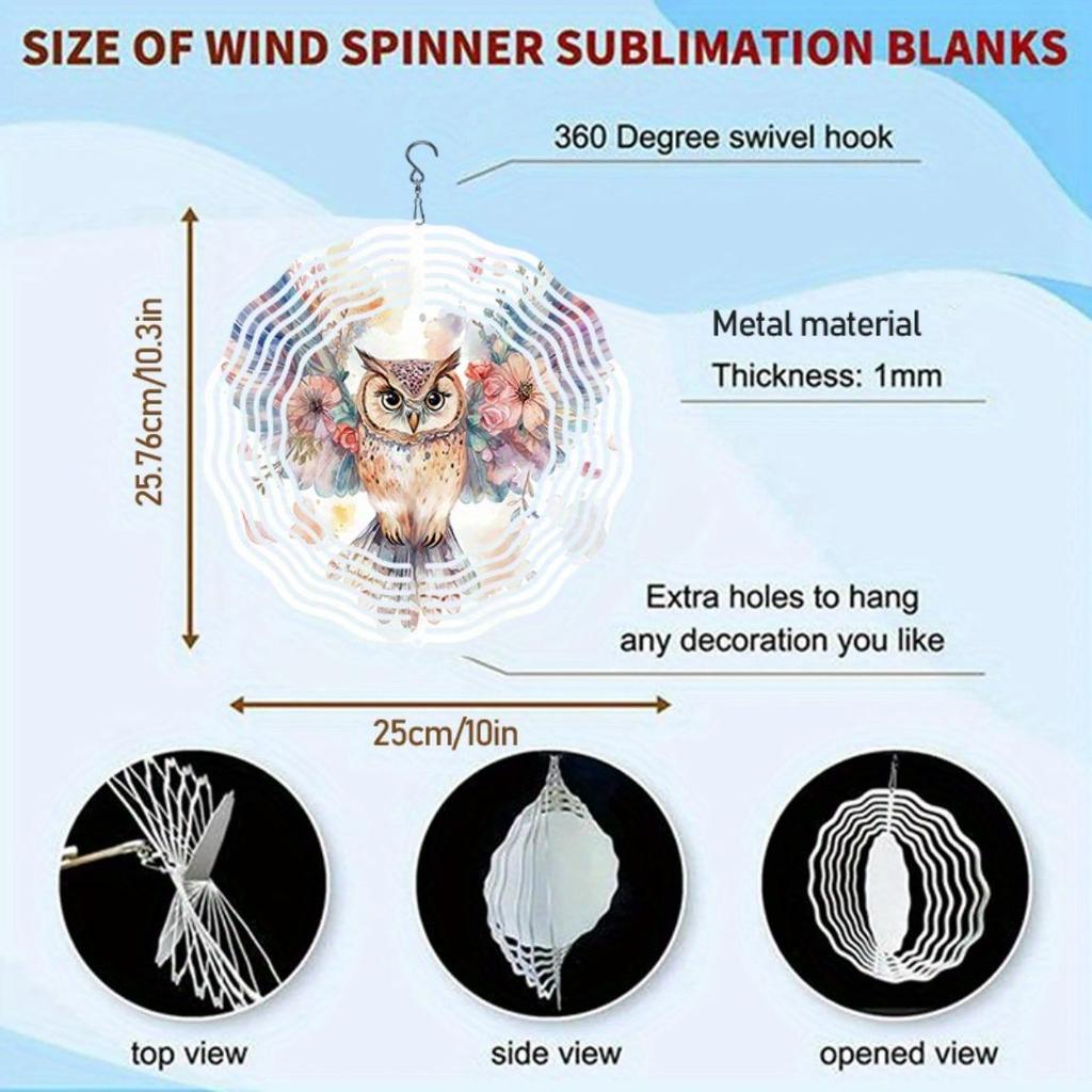 Metal Owl Wind Spinner Garden Decor 3D Colorful Floral Design Outdoor Indoor Hanging Ornament for Patio Yard Home Unique Gift Idea