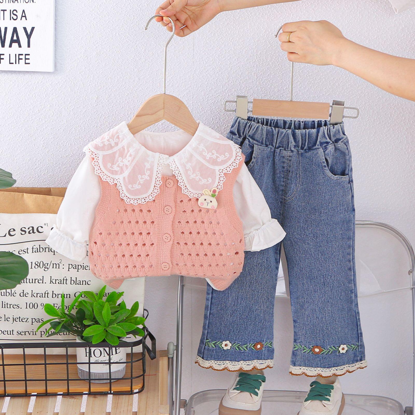 

Детский повседневный комплект с длинным рукавом, удобные наряды для повседневной носки 120 розовый