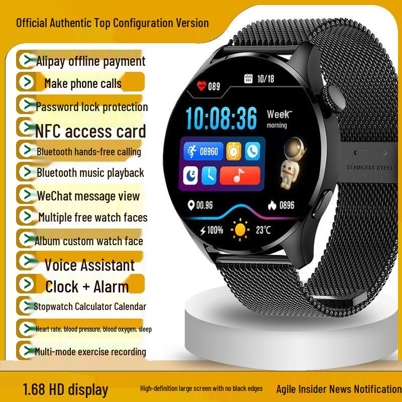 2025 GT4Pro Smartwatch: Bluetooth-Anrufe, Multifunktionale Zahlungen, Blutdruck- und Herzfrequenzmesser, Sportarmband