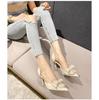 French Temperament Hollow Crystal High Heels Women's 2025 Spring and Autumn New Shallow Mouth Pointed Thin Heel Single Shoes Are Not Tired