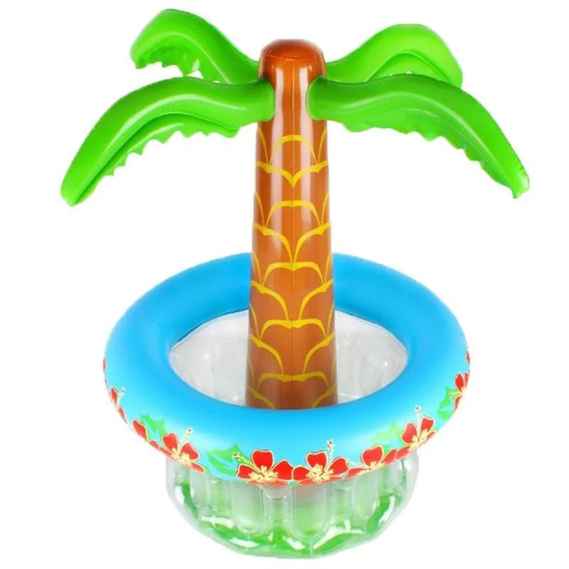 Tropical Inflatable Coconut Tree Cooler Poolside Drink Holder & Ice Bucket Combo Portable Beverage Station for Beach Pool Party