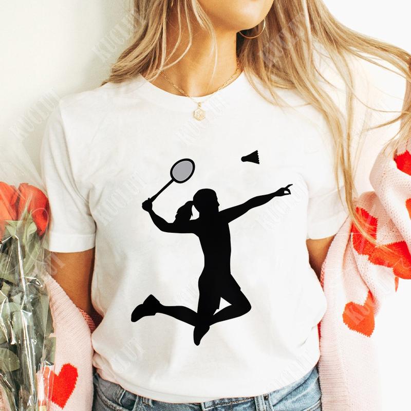 T Shirt for Women Unisex Funny Badminton Player TShirt Casual Short Sleeve O Neck Tshirts Badminton Team Tee Unisex Streetwear