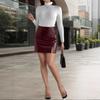 Autumn and Winter Fashion Glossy Sexy Hottie Slit Small A-swing High Waist Bag Hip PU Leather Miniskirt