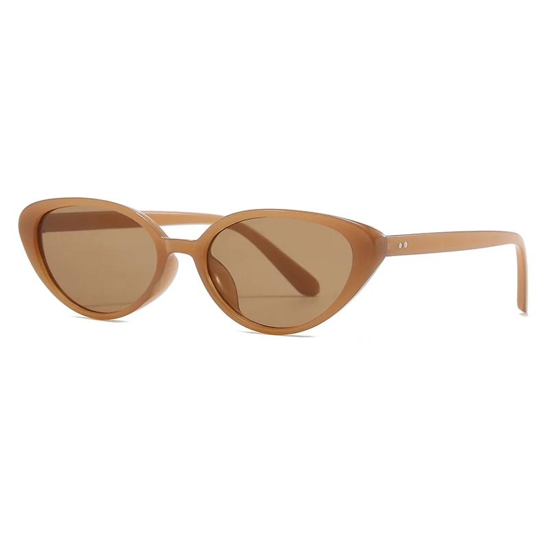Rivets Brown Cat Eye Sunglasses for Women Retro Designer UV400 Protection Fashion Shades Purple Eyewear