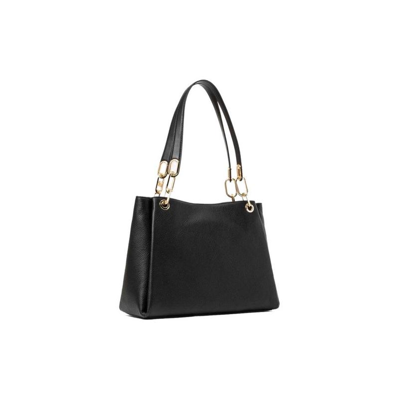 Michael Kors Logo Solid Color Leather Hand Shoulder Bag Women's Black