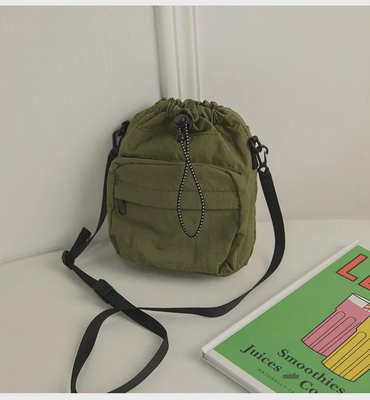 Bolsa Mensageiro de Nylon com Cordão Estilo Coreano 2023 - Bolsa de Ombro de Verão Leve e Versátil para Mulheres