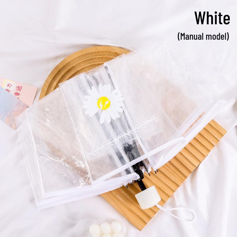 Cherry Blossom Transparent Automatic Umbrella - Soft Girl Three-Fold Design
