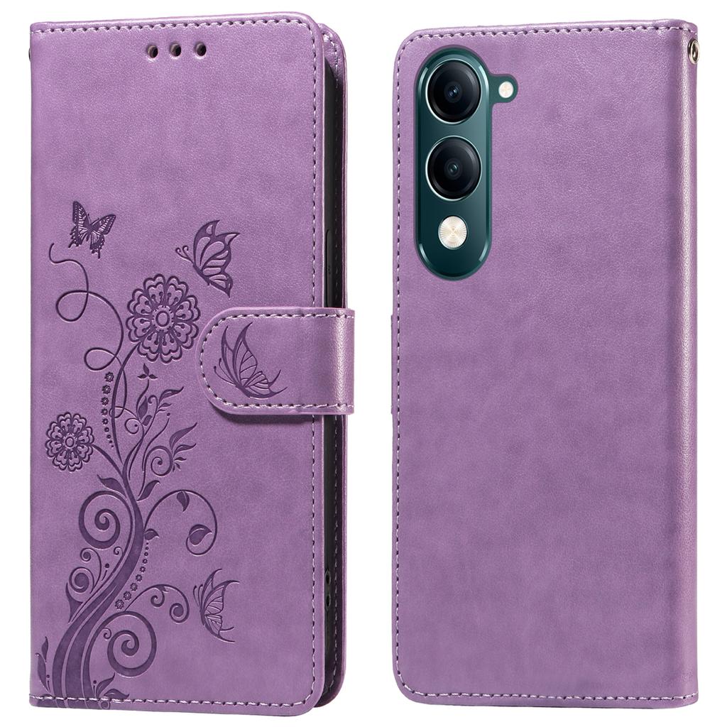 For Vivo Y29s 5G/Y04 4G Case Butterfly Floral Imprint Wallet Stand Leather Phone Cover