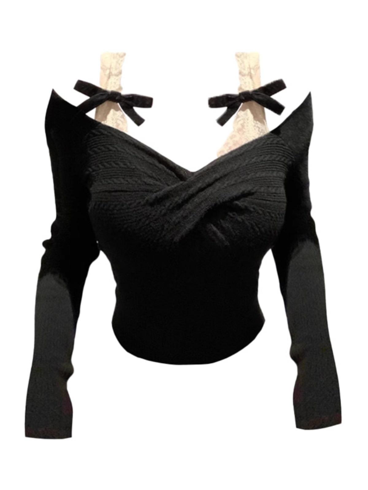 

Женская футболка с длинным рукавом и открытыми плечами, приталенная, подчеркивающая талию, сексуальная, базовый топ с длинным рукавом, имитирующий двухслойность XL чёрный