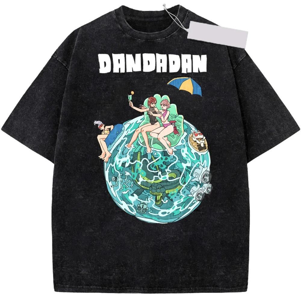 Japan Funny Anime Dandadan Okarun Ken Takakura Grarphic Print Tshirt Men Women Cotton Summer Retro Washed Casual Oversized Tops