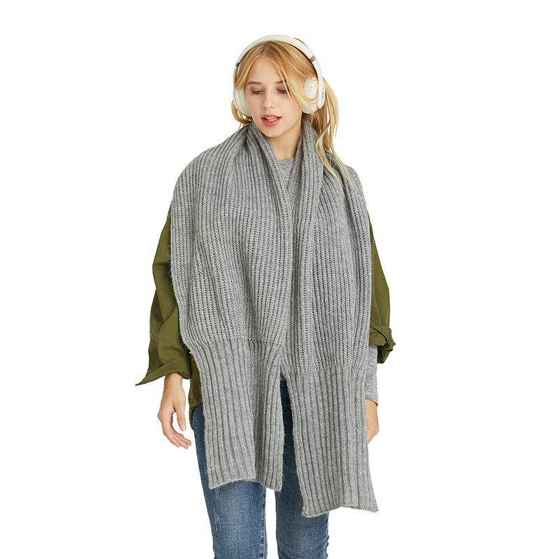 Autumn and winter new solid color mohair scarf men's and women's knitted monochrome thickened scarf shawl