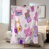 1pc Y2K Sweet Cool Girl Theme Flannel Blanket, Cartridge Earphones Roller Skating Shoes Chocolate Pattern Printed Carpet, Gift