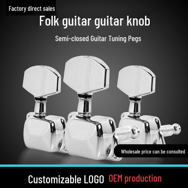 

Wooden Guitar Tuning Pegs & Knobs Set with Semi-Enclosed Design and String Winder. 4-string Knob