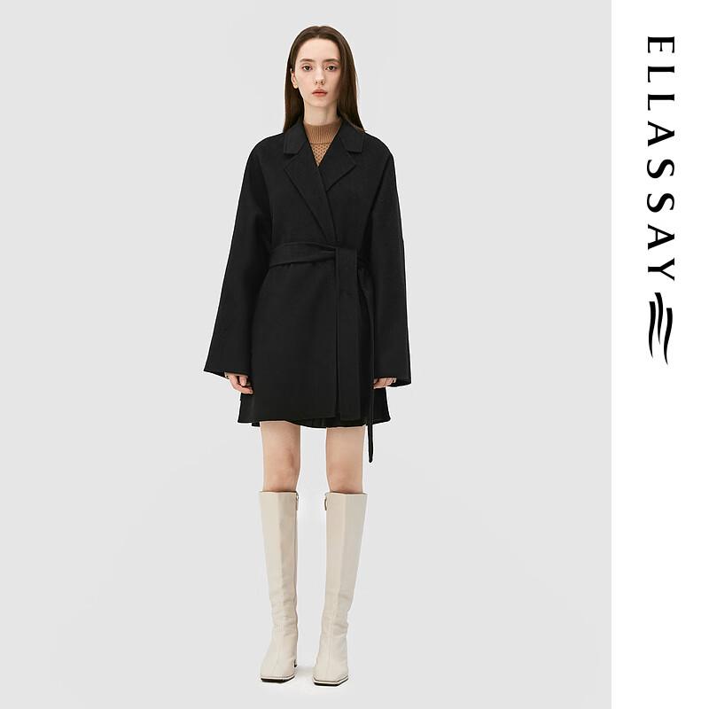 ELLASSAY Women's Wool Blend Mid-Length Coat with Belt
