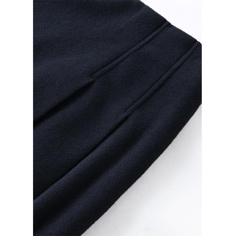 2025 Autumn/Winter Women's Wool Dark Blue A-Line Skirt: High-End, Slimming, Mid-Length