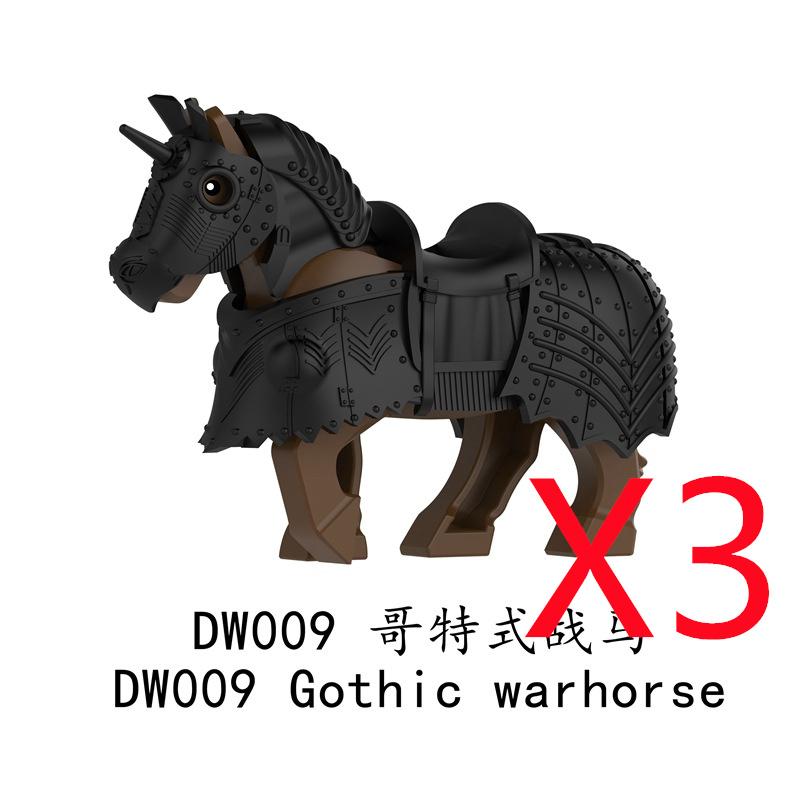 MOC Building Blocks Military Napoleon Cavalry Gothic Warhorse Animal Wolf Seat Widened Saddle Rope Accessories Brick Toy Gifts
