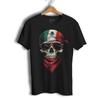 Camiseta de Manga Corta Calavera Bandera Mexicana- Playera De Mexico Con Calavera