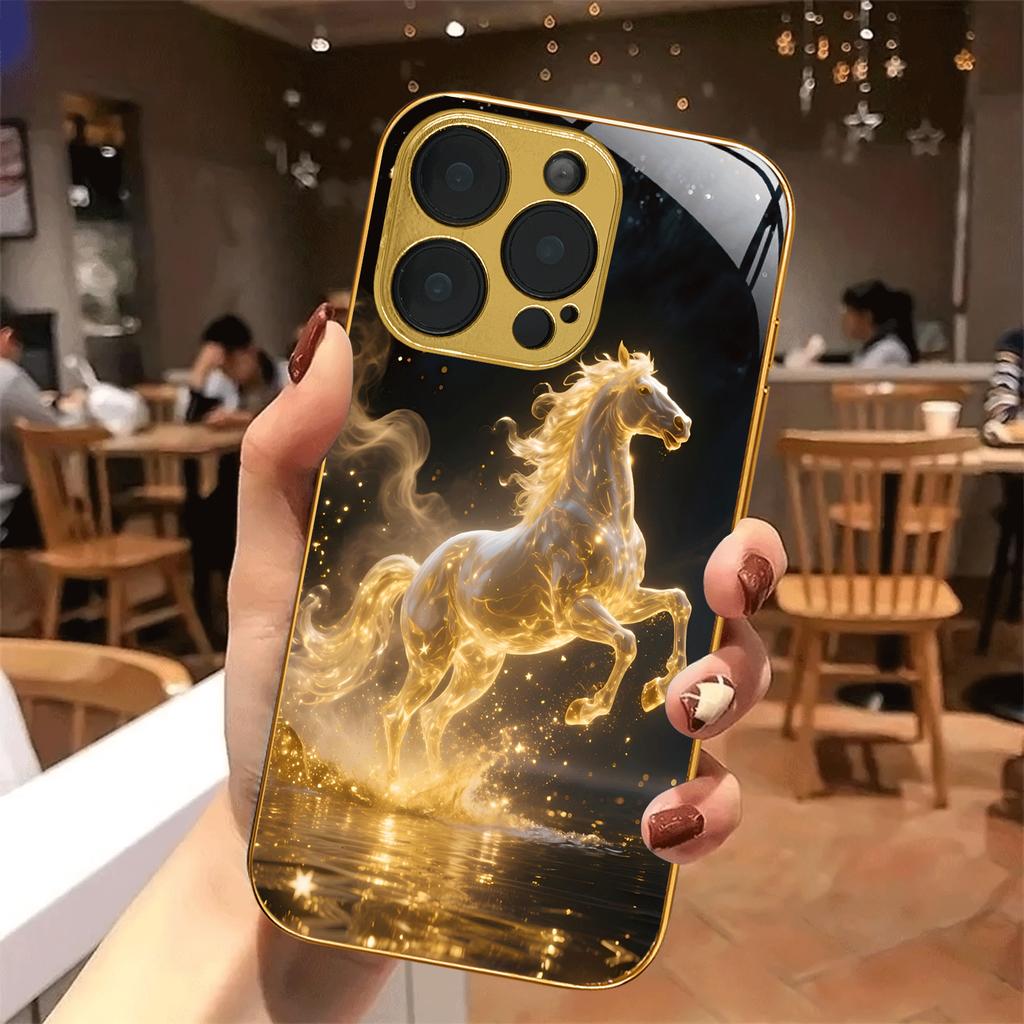Electroplated Glass Phone Case, Suitable for Iphone 17, 16, 15, 14, 13, 12, 11pm Pro Plus and Other Phone Models.