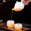 Zhinianhua New Chinese White Glazed Glass Tea Cups (5-Pack)