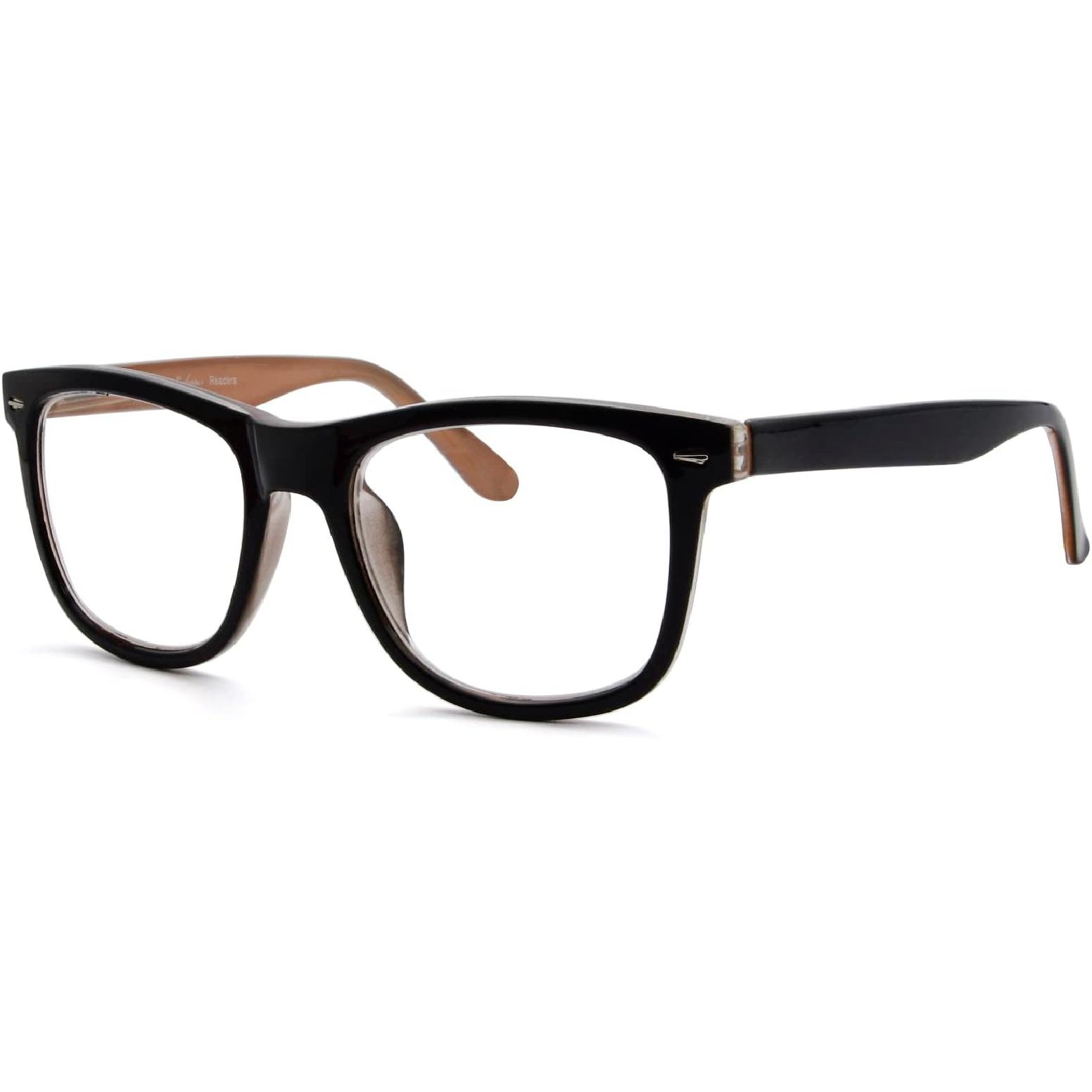

Eyekepper Readers Square Large Lenses Spring-Hinges Reading Glasses Women Black-Brown +0.75
