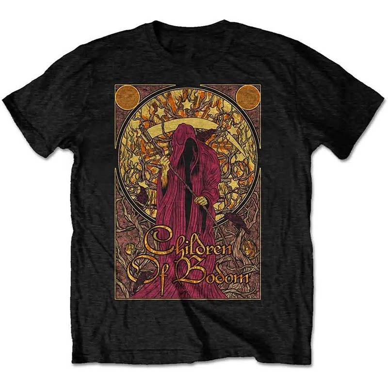 Hot Children of Bodom's Dark Metal Band "Death God" Print Short-Sleeved Cotton T-Shirt