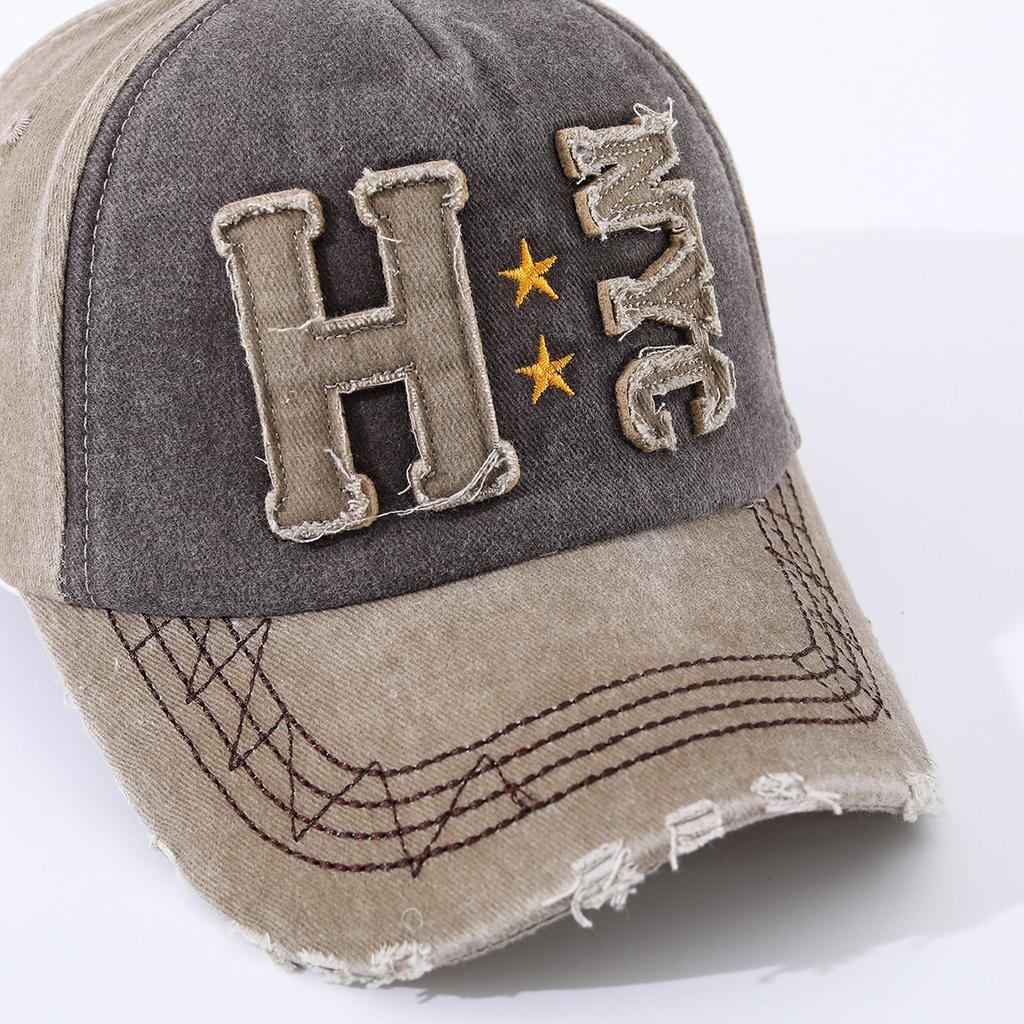 Washed Cotton Patch Embroidery Sun Protection Cap Baseball Cap Sun Hat Outdoor Hat Trend Men'S And Women'S Duck Tongue