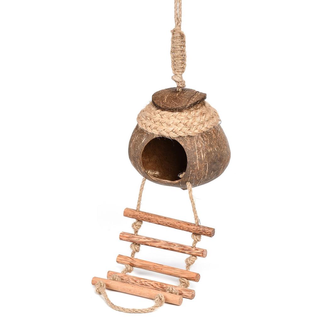 Hanging Coconuts Parrots Home Comfortable Permeable Coconuts Shell Bird Birdhouse Suitable for Indoor and Outdoor