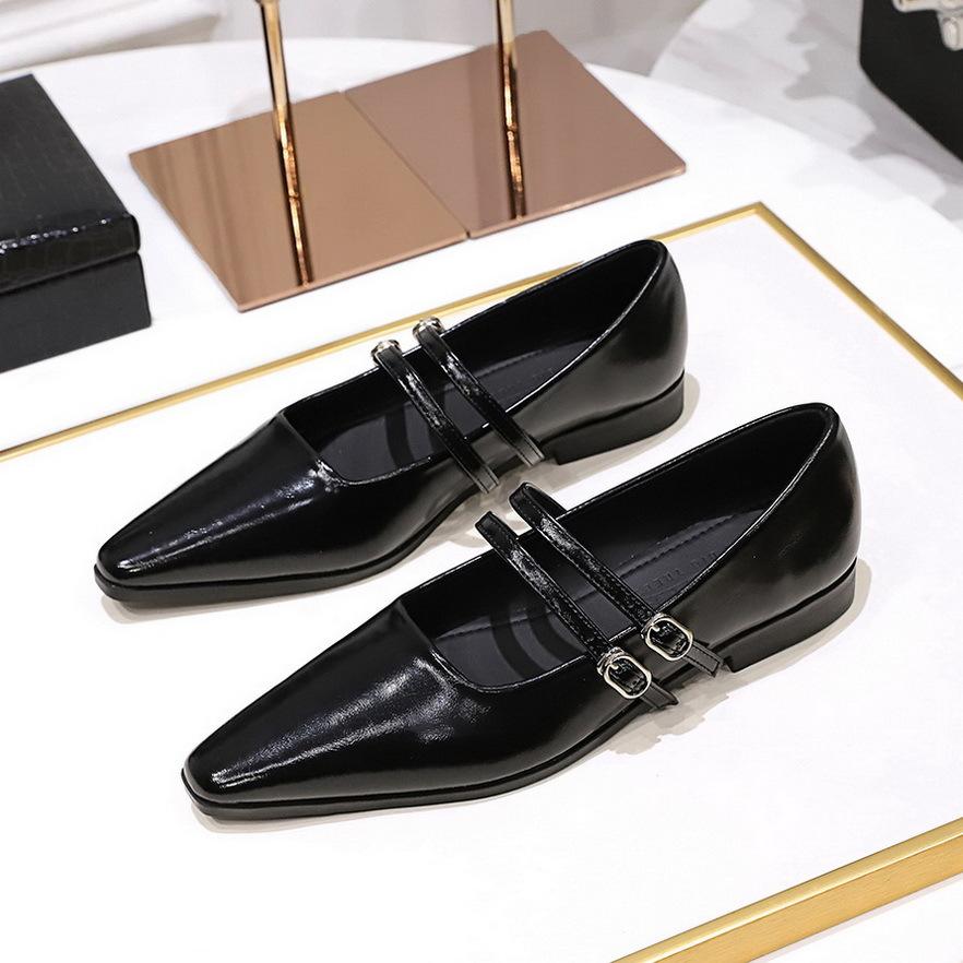 Fashion Hot Selling 2025 New Pointed Toe Women Mary Jane Shoes Fashion Shallow Buckle Shoes Ladies Casaul Dress Low Heel Leather Shoes