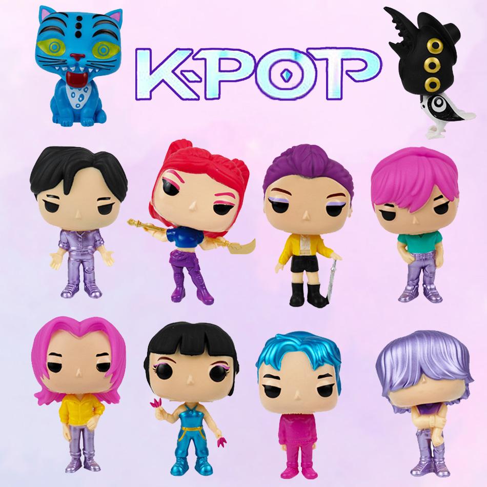 10pcs Kpop Demon Hunters Action Figure Set Derpy Tiger Rumi Mira Zoey Sussy Dolls Collectible Figurines for Fans Gift