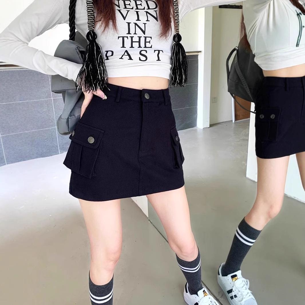 

2023 Autumn Women s High Waist Slim Khaki Short Skirt - American Style XXL