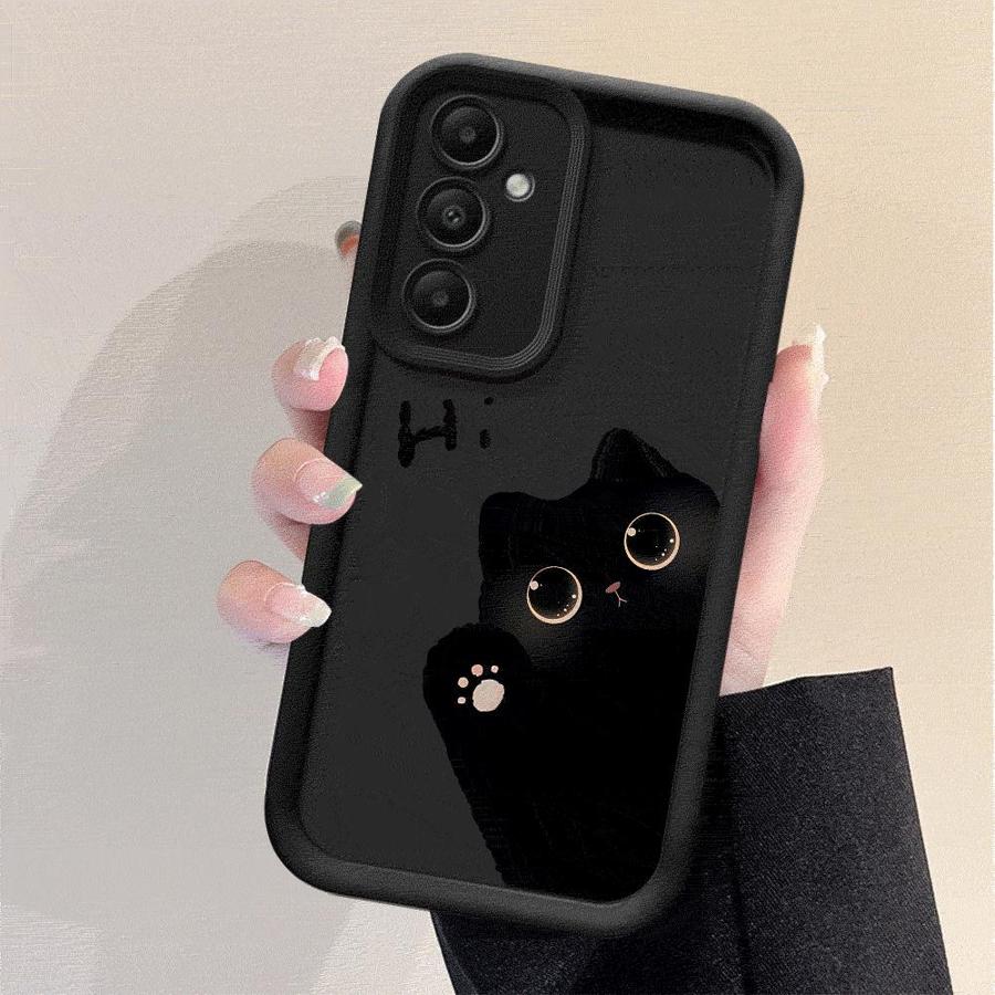 

Cute Cartoon Black Cat Phone Case for Galaxy A12 A13 A14 4G 5G A13 A22 5G A23 4G 5G A24 4G A32 4G 5G A33 5G A34 5G Matte Galaxy A12 4G 5G