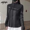 MJ STYLE Women's Fleece-Lined Stand-Collar Slim Fit Jacket