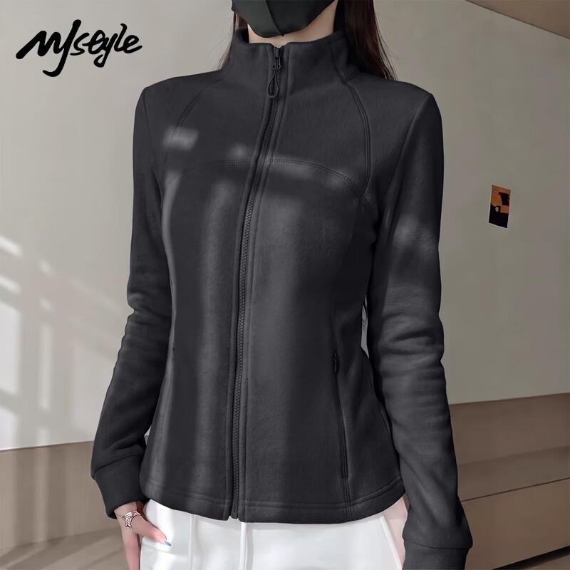 MJ STYLE Women's Fleece-Lined Stand-Collar Slim Fit Jacket