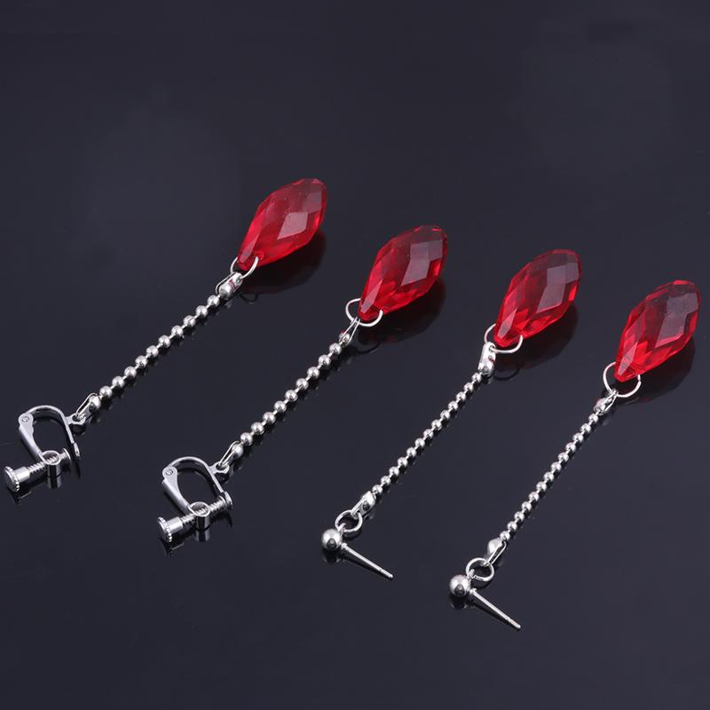 Big Size Red Kurapika Kurta Cosplay Earrings Anime Hunter X Hunter Clip Earrings for Women Men Christmas Jewelry Gift