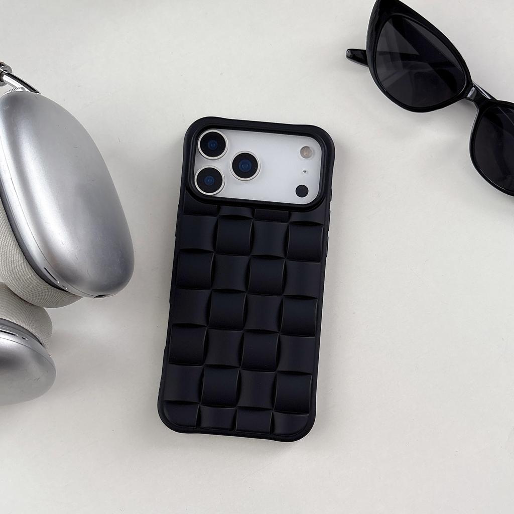 Simple Solid Color Stereoscopic Weaving Pattern Shock Proof Phone Cover Case for iPhone 17 16 15 14 13 12 Pro Max Plus 17Air