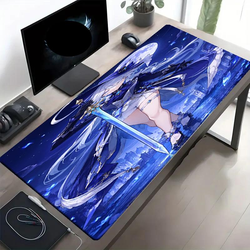 Genshin Impact Print Mouse Pad, Anti‑Slip Desktop keyboard Mat, for PC Laptop Gaming Working Daily Use, Cool Festival Surprise Gift