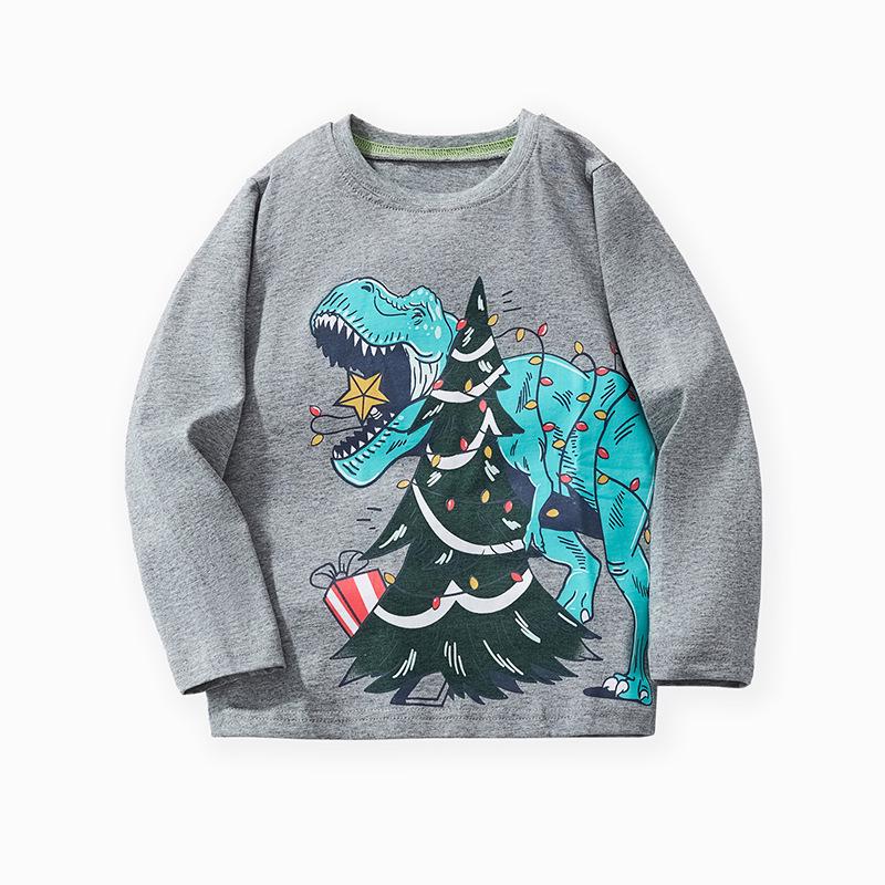 European & American Kids' Autumn/Winter Christmas Long-Sleeve Cartoon T-Shirt Pullover