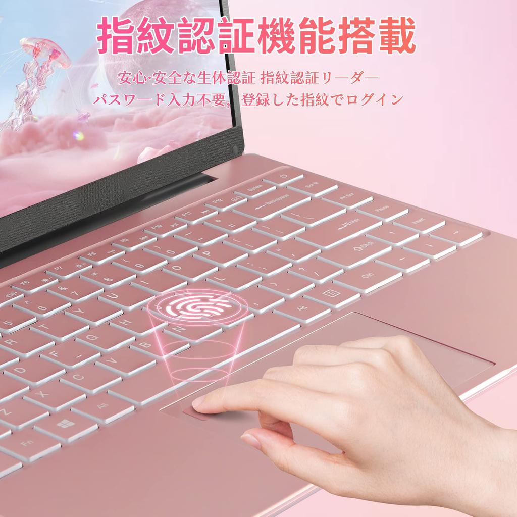ESBOOK IPS LCD Intel Celeron 16GB DDR4L Narrow Bezel Hidden Windows 11 Pro MS Office Fingerprint Backlit PC Rose Laptop, 2.5K (2560x1440 Resolution),