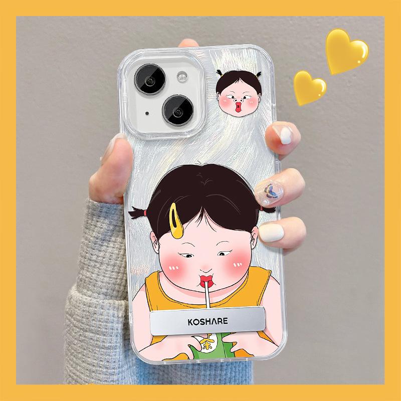 Applicable To Opporeno12 Feather Yarn Mobile Phone Case Vivos17 Watermelon Girl Invisible Bracket Xiaomi 14pro Soft Edge