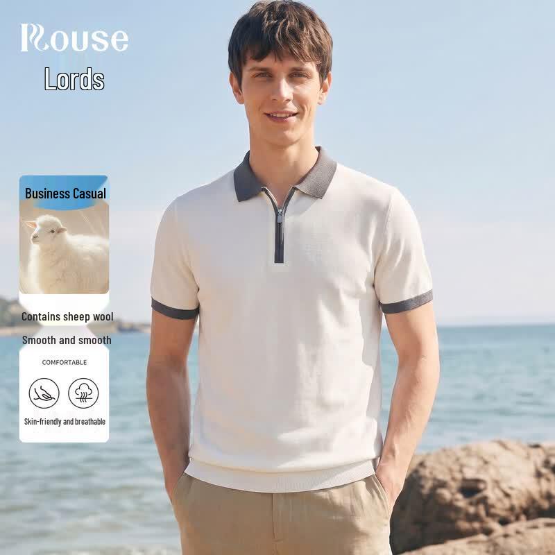 LUOZ Men s Wool Blend Short Sleeve Polo Shirt 54