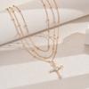 Diamond collarbone chain sweater chain alloy nklce women's multi-layered cross necklace