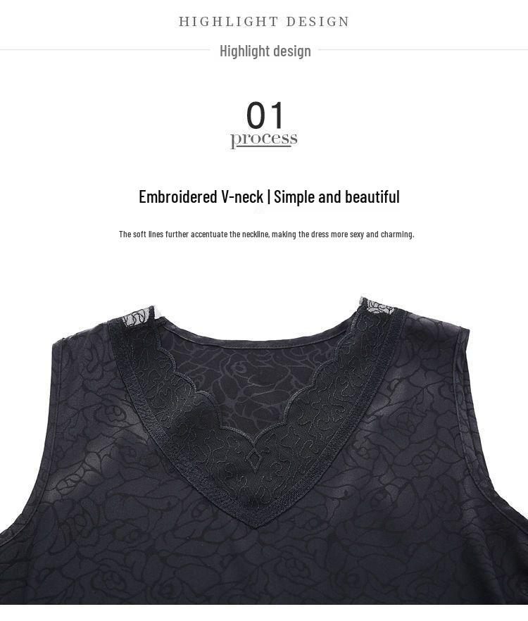 Women's Jacquard Satin Lace Camisole: Plus Size, Tummy-Covering, Stylish Summer Layer for Suits & Outerwear