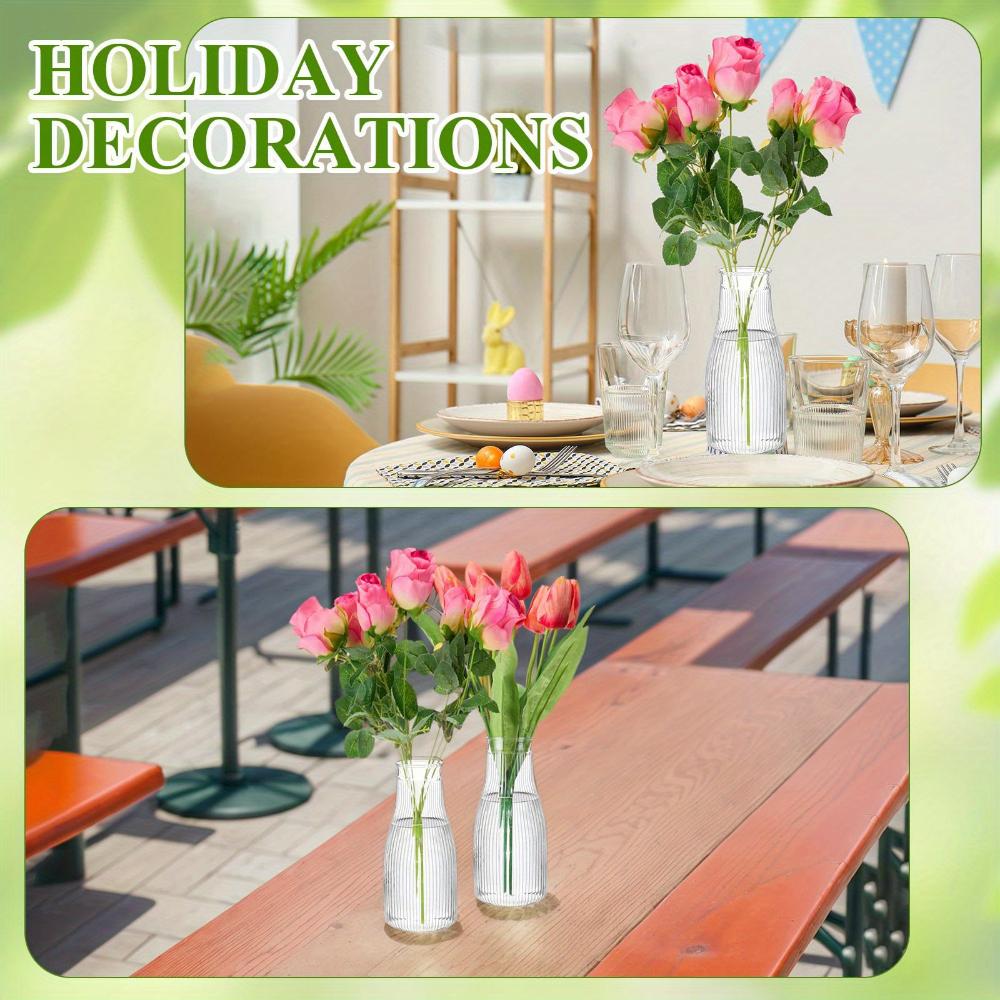 10-pack Tall Vertical Pattern Vases, Transparent Vases, Aesthetic Decorative Vases, Diy Florals Flower Arrangement Crafts
