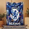 Custom Name Personalized Chelsea Football Club Print Blanket, Home Decor, Bedroom, Sofa, Camping, Couch, Gifts for Birthday Christmas