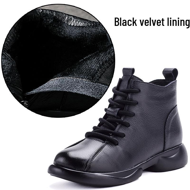 Retro Martin Women's Genuine Leather Ankle Boots - Thick Sole, Non-slip, Soft Leather for Autumn and Winter